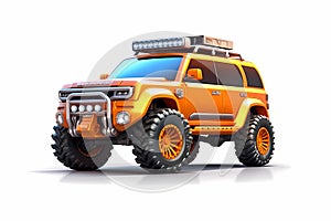 background image. a powerful SUV with huge tires, wheels, a car in case of an apocalypse, on an isolated white background,