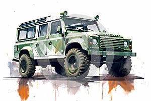 background image. a powerful SUV with huge tires, wheels, a car in case of an apocalypse, on an isolated white background,