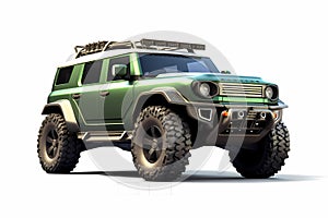 background image. a powerful SUV with huge tires, wheels, a car in case of an apocalypse, on an isolated white background,