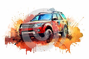 background image. a powerful SUV with huge tires, wheels, on an isolated white background, an SUV.