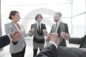 Background image of a successful business team.