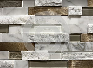 Background of industrial stone and gold color metal wall