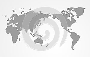 Background for infographic gray blank world map with swapped continents