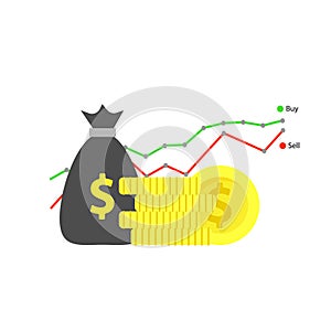 Background internet banking office illustration. Profit payment corporate business design. Financial symbol exchange performance.