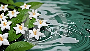 background Jasmine flower with water. for songkran day in thailand photo