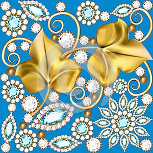 background with jewels ornaments and golden le