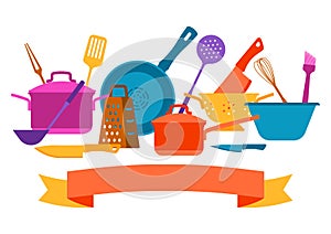 Background with kitchen utensils.