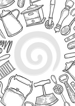 Kitchen utensils set.