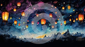 Background lamp travel tradition decoration festival light asian celebrate asia culture night sky lantern