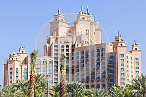 Background landscape hotel Atlantis in the Palm in Dubai photo