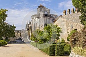 Background landscape Templars monastery in Tomar, Portugal photo