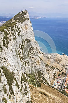 Background landscape view of the Rock of Gibraltar and nature reserve