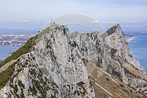 Background landscape view of the Rock of Gibraltar and nature reserve
