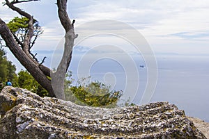 Background landscape view of the Straits of Gibraltar and the coast of Africa from the Rock of Gibraltar