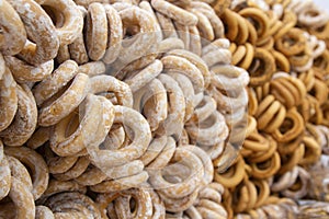 Background of a large number of spilling bread-ring