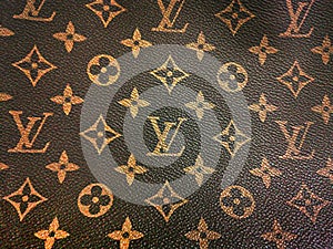 Background of a leather texture with the brand louis vuitton