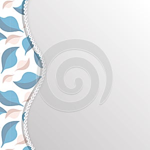 Background with leaves pattern and pearl border. Vector template