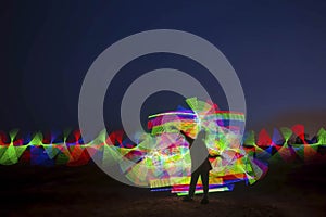 Background LED Lightpainting twilight colourful