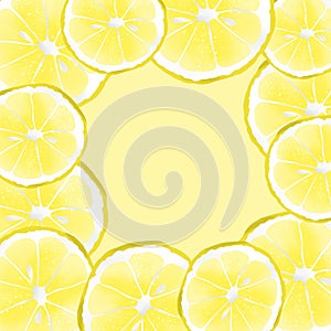 Background of lemon slices. Fresh citrus fruit background.