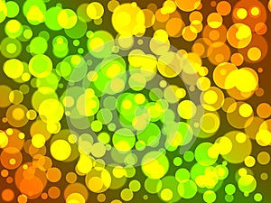 Background of lemon, yellow, orange balls with bokeh effect