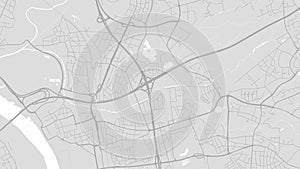 Background Leverkusen map, Germany, white and light grey city poster. Vector map with roads and water