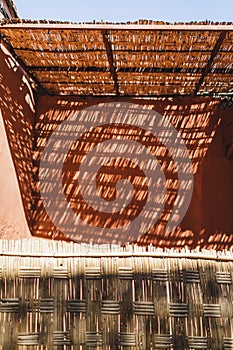 Background of light and shadow on wall. Abstract geometric texture