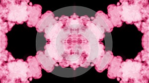 Background like Rorschach inkblot test13. Fluorescent pink ink or smoke, isolated on black in slow motion. Pink dye