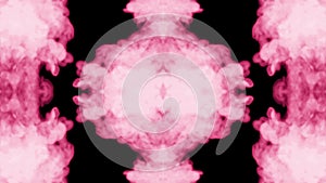 Background like Rorschach inkblot test14. Fluorescent pink ink or smoke, isolated on black in slow motion. Pink tint