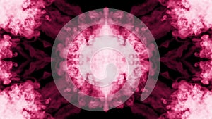 Background like Rorschach inkblot test25. Fluorescent pink ink or smoke, isolated on black in slow motion. Color drop in