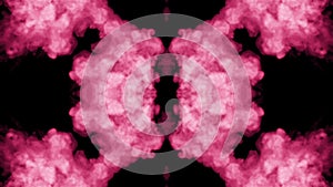 Background like Rorschach inkblot test7. Fluorescent pink ink or smoke, isolated on black in slow motion. Pink in water