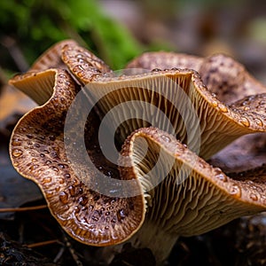 Background likely in a forest or damp environment emphasizing the natural