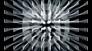 Background of lines extending into depth of black backdrop. Animation. Colored lines create 3D effect using different