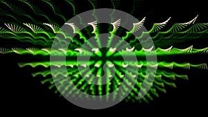 Background of lines extending into depth of black backdrop. Animation. Colored lines create 3D effect using different