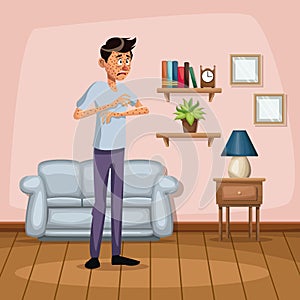 Background living room home with measles sickness people