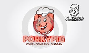 Porky Pig Logo Cartoon Character. photo