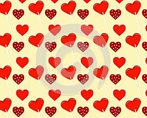 Background lolly pop and hearts vector