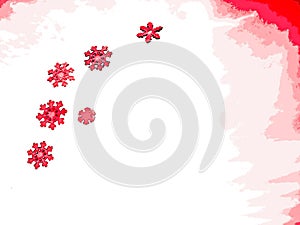 Posterized red snowflakes over white and red background