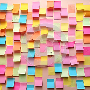 A background with lots of colorful postits generated by artificial intelligence photo