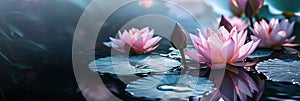 Background with lotuses on the water,