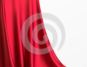 Background of luxurious red fabric or liquid wave or wavy folds of silk texture of satin velvet material, luxurious