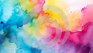 Background made of bold rainbow colored watercolor paints