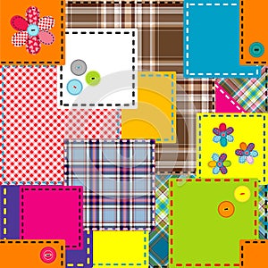 Background made of colored sewed patches