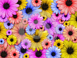 Background made from coloured flowers