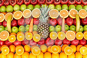 Background made of fresh fruits and vegetables