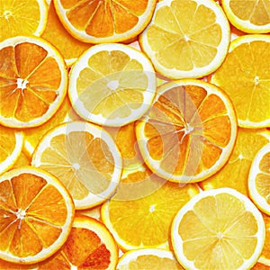 Background made of orange and lemon slices