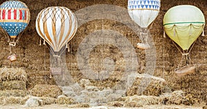 Background made from rice straw by bunch rope and have balloon a