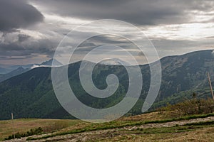 On background Maly Rozsutec, Velky Rozsutec, Stoh, in foreground Steny northern and southern peak, view from Snilovske sedlo,