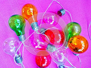 Background with many colored bulbs