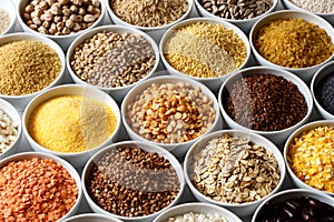 Background of many grains and pulses.