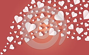 Background by many hearts icon, White heart on the red background